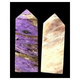 2 Polished Gemstone Obelisks