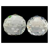 2 Faceted Crystal Paperweights