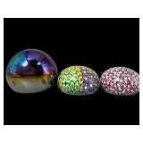 Three Art Glass Spherical Paperweights