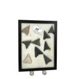 Framed Arrowhead Display in Riker Mount