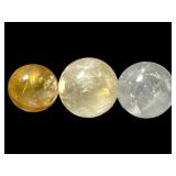 Three Calcite Spheres, 1.5ï¿½2.5 Inches