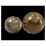 2 Smokey Quartz Spheres, 2 & 3 Inches