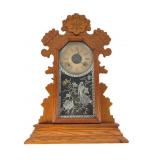 Oak Gingerbread Mantle Clock with Glass Etching