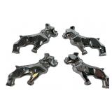 Four Chrome Metal Mac Truck Bulldog Ornaments