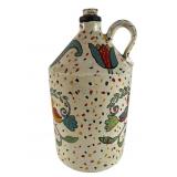 Decorative Painted Crock Jug with Handle