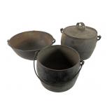 Three Cast-Iron Cooking Pots