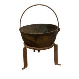 Giant Iron Cauldron with Handle Tripod Stand
