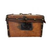 Leather-Covered Box with Metal Accents