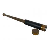 Early Brass 3-Draw Telescope with Leather Barrel
