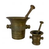 2 Brass Mortar and Pestle Pair