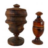 2 Turned Wood Treenware Containers