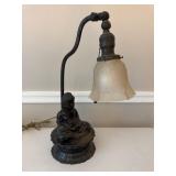 Seated Buddha Table Lamp with Frosted Shade