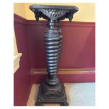 Antique Turned Pedestal Stand with Lion Head Motif