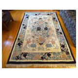 Hand-Tied Beige and Blue India Rug