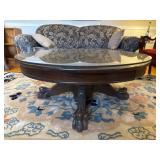 Antique Oak Low Table with Glass Top