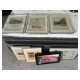 Framed Vintage Car Advertisements and Renderings