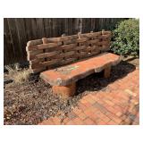 Wooden Bench with Woven Backrest