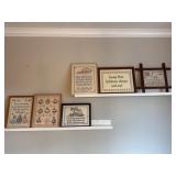 Six Framed Needleworks With Kitchen Themes