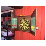 Wood Dartboard Cabinet with Scoreboards
