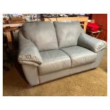 Light Blue/Gray Leather Loveseat