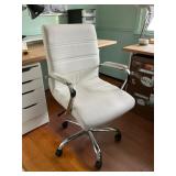 Modern White Office Chair with Chrome Base
