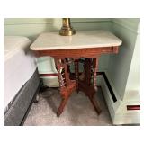 Victorian Marble-Top Table with Casters