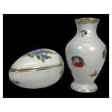 Herend Porcelain Vase and Egg-Shaped Box