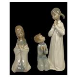 Lladro Figurines Kneeling Girl & Teaching to Pray