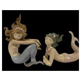 Lladro 1413 and 1414 Mermaid Figurines