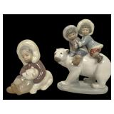 Lladro 1195 & 5353 Eskimo Figurines
