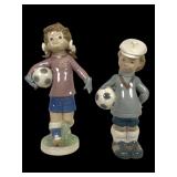 Lladro 5143 and 4467 Soccer Figurines