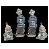 Lladro Figurines: Little Traveler & Pierrot Pair