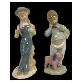 Glossy Ceramic Figurines with Marked Bases