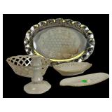 Lenox Porcelain and Silverplated Tray Set