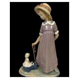 Lladro Girl with Toy Wagon Figurine