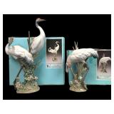 Lladro Courting and Bowing Crane Figurines