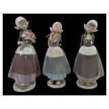 3 Lladro 5065, 5063, 5062 Dutch Girs