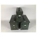 Three Green Metal Ammo Boxes
