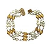 14k Triple-Strand Cultured Pearl Bracelet