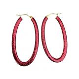 14K Red Oblong Oval Hoop Earrings