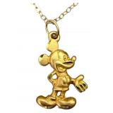 14K Gold Disney Mickey Pendant Necklace