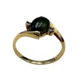 14k Jade and Diamond Accent Ring