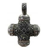 925 Silver Crystal Marcasite Cross Pendant