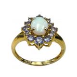 14k Opal and Tanzanite Princess Ring
