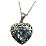 925 Aquamarine Heart Necklace