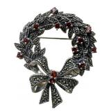 925 Sterling Silver Garnet Brooch