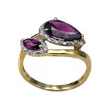 14k Rose Blush Garnet & Diamond Ring