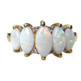 14K Gold Opal and Diamond Ring