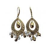 14k Gold and Pearl Chandelier Earrings