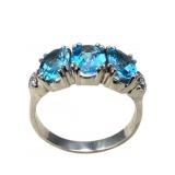 14k Blue Topaz Ring With Diamond Accents